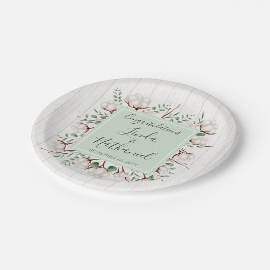 Rustikale Südliche Baumwolle- und Holzlandschaft H Pappteller (Schrägansicht)