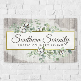 Rustikale Südliche Wasserfarbe Baumwolle & Botanis Banner