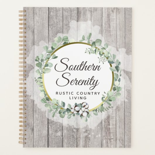 Rustikale Südliche Wasserfarbe Baumwolle & Botanis Planer (Vorderseite)