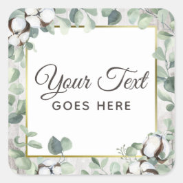 Rustikale Südliche Wasserfarbe Baumwolle & Botanis Quadratischer Aufkleber