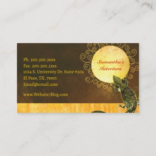 Rustikale Südwest Lizard Unique Visitenkarte (Rückseite)