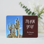 Rustikale Südwestküste Saguaro Cactus Wedding Dankeskarte (Stehend Vorderseite)