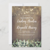 Rustikale Sukkulente Grüne Engagement Partei Einladung (Vorderseite)