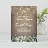 Rustikale Sukkulente Grüne Engagement Partei Einladung (Stehend Vorderseite)