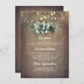 Rustikale Sukkulente Grüne Hochzeitsinformationen Begleitkarte (Vorne/Hinten)