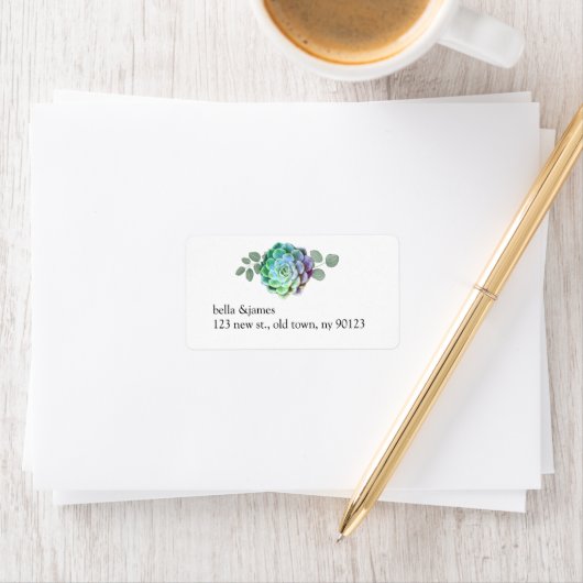 Rustikale Sukkulente Hochzeitsplattform Adressaufkleber (Insitu)