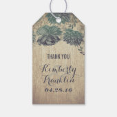 Rustikale Sukkulente Holzverheiratung Geschenkanhänger (Vorderseite)