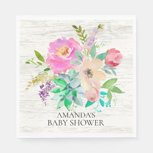 Rustikale Sukkulturen und Blumenduschpapier Napkin Serviette (Vorderseite)