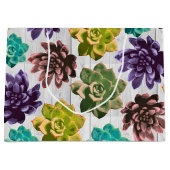 Rustikale Sukkulturen und weiße Holzplanken Große Geschenktüte (Vorderseite)