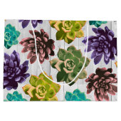 Rustikale Sukkulturen und weiße Holzplanken Große Geschenktüte (Rückseite)