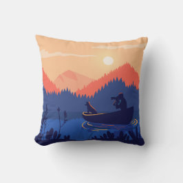 Rustikale Sunset Fishing Scene Throw Kissen