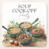 Rustikale-Suppe-Kochwettbewerb-Potluck-Party-Aquar Rechteckiger Pappuntersetzer (Vorderseite)