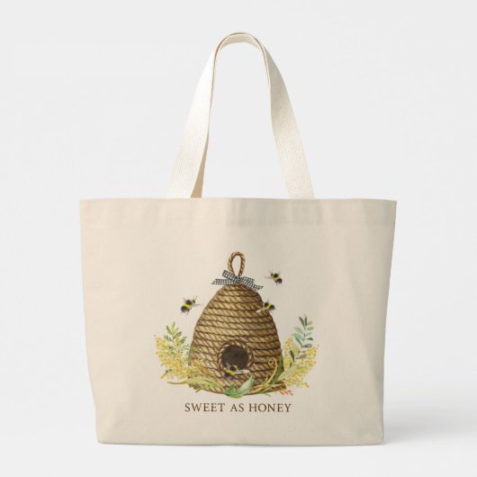 Rustikale Süße als Honigbienenstock Jumbo Stoffbeutel (Rückseite)