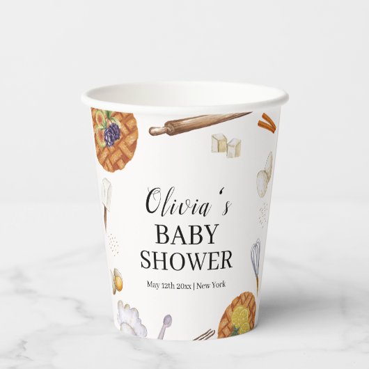 Rustikale Süsse Backkuchen Kinderdusche Pappbecher (Rückseite)