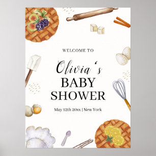 Rustikale Süsse Backkuchen Kinderdusche Willkommen Poster
