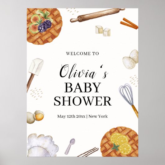 Rustikale Süsse Backkuchen Kinderdusche Willkommen Poster (Vorne)
