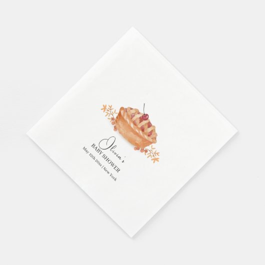 Rustikale Süsse Pie Cherry Fall Baby Dusche Serviette (Ecke)