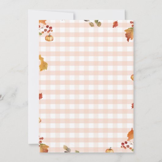 Rustikale Süsse Pie Fall Gingham Baby Dusche Einladung (Rückseite)