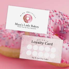 Rustikale süße rosa Donut-Bäckerei-Treue Visitenkarte
