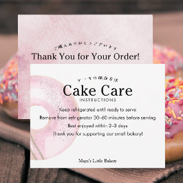 Rustikale süße rosa Donut-Torte Pflegehinweise Dankeskarte