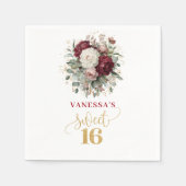 Rustikale Sweet 16 Blush Burgunder Eukalyptus Serv Serviette (Vorderseite)