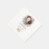 Rustikale Sweet 16 Blush Burgunder Eukalyptus Serv Serviette (Ecke)