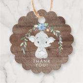 Rustikale Sweet Elephant Baby Dusche Gefallen Gesc Geschenkanhänger (Vorderseite)