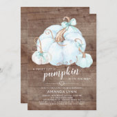 Rustikale Sweet Little Pumpkin Boys Kinderdusche Einladung (Vorne/Hinten)