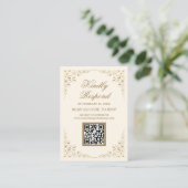 Rustikale Swirl-Rahmen Creme Gold QR Code UAWG Wed Begleitkarte (Stehend Vorderseite)