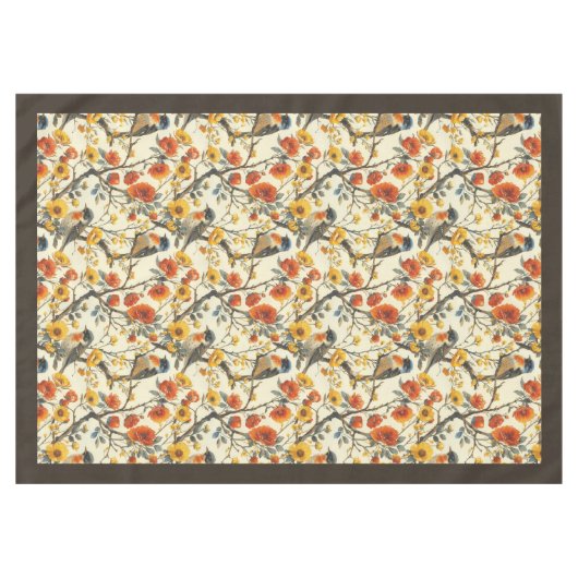 rustikale Tablette mit Birds & Fall Floral Akzent Tischdecke (Vorderseite (Horizontal))