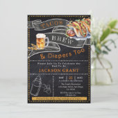 Rustikale Tacos Brew & Diapers Kinderdusche Einlad Einladung (Stehend Vorderseite)