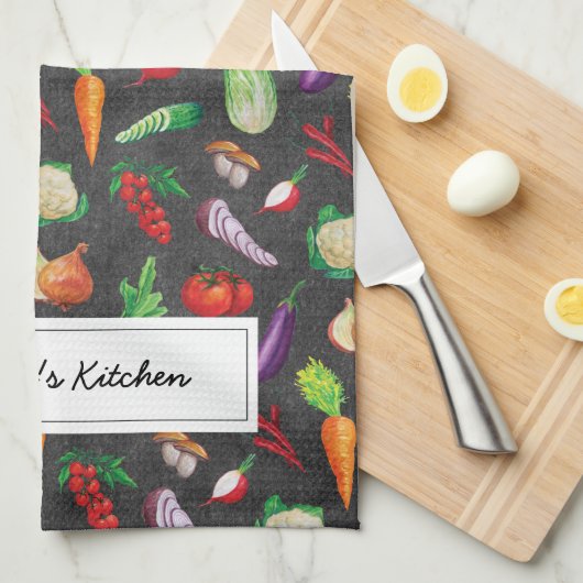 Rustikale Tafel| Bauernhof Frisches Gemüse Geschirrtuch (Viertel Falte)