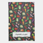 Rustikale Tafel| Bauernhof Frisches Gemüse Geschirrtuch (Vertikal)