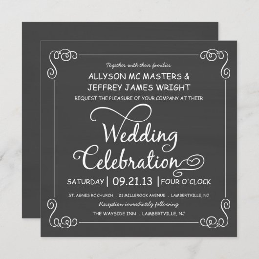 Rustikale Tafel-Hochzeits-Feier lädt ein Einladung (Vorne/Hinten)