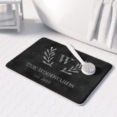 Rustikale Tafelfamilie Monogram Laurel Wreath Badematte