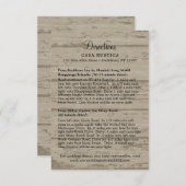 Rustikale Tan Barn Wood Wedding Directors Card Begleitkarte (Vorne/Hinten)