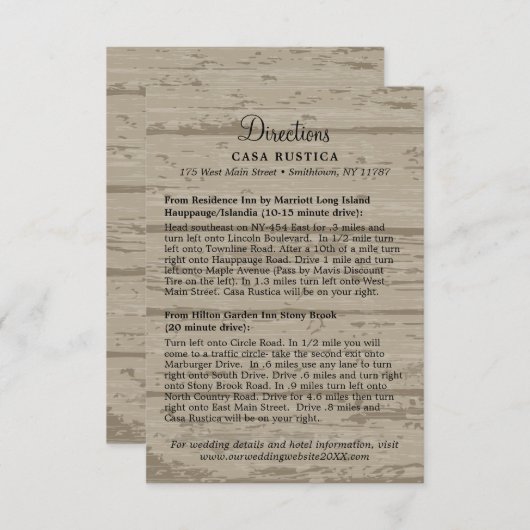 Rustikale Tan Barn Wood Wedding Directors Card Begleitkarte (Vorne/Hinten)