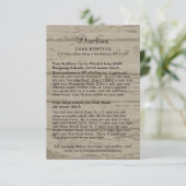 Rustikale Tan Barn Wood Wedding Directors Card Begleitkarte (Stehend Vorderseite)