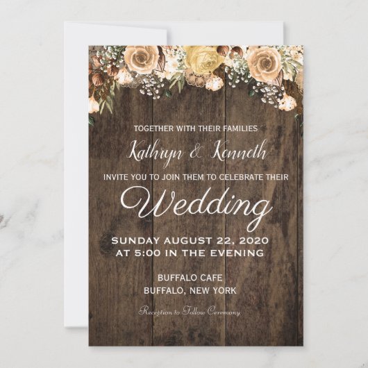 Rustikale Tan Bird Wood Country Einladung zur Hoch (Vorderseite)