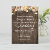 Rustikale Tan Bird Wood Country Einladung zur Hoch (Stehend Vorderseite)