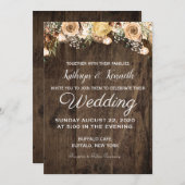 Rustikale Tan Bird Wood Country Einladung zur Hoch (Vorne/Hinten)