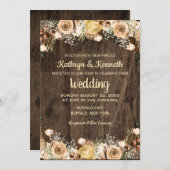 Rustikale Tan Bird Wood Country Einladung zur Hoch (Vorne/Hinten)