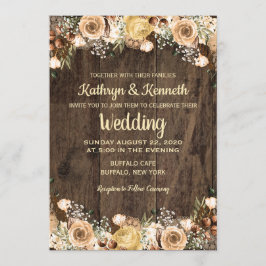 Rustikale Tan Bird Wood Country Einladung zur Hoch