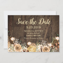 Rustikale Tan Bird Wood Country Hochzeit Save the  Save The Date