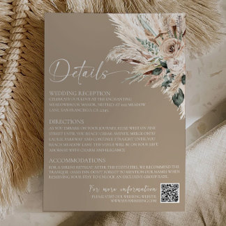 Rustikale Tan Boho Hochzeit Einlage Detailkarte Mitteilungskarte