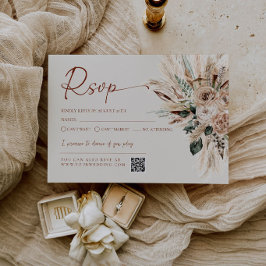 Rustikale Tan Boho Hochzeit RSVP-Kartenantwort QR- RSVP Karte