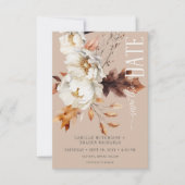 Rustikale Tan Cream & Brown Fall Floral Save The Date (Vorderseite)