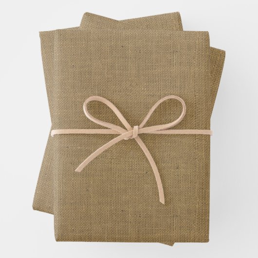 Rustikale Tan-Imitat Burlap Textur Geschenkpapier Set (Beispiel)