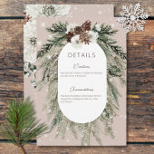 Rustikale Tan Pine Winter Sparkle Details Hochzeit Begleitkarte