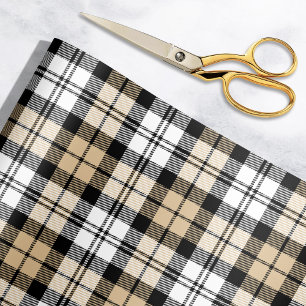 Rustikale Tan-Schwarz-Weiß-Tartan-Karo-Festtags Geschenkpapier